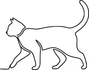 A playful cat walks across a clean white surface