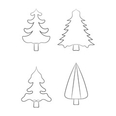 Obraz premium Christmas-tree outline, Evergreen Christmas tree icon vector. Festive Holiday Line Art Illustration.