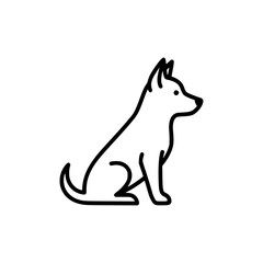 Simple black and white silhouette of a dog sitting down