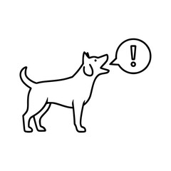 Black and white illustration of a happy dog holding a ball in its mouth