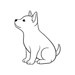 Black silhouette of a dog sitting and looking attentively