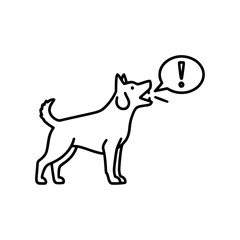 Black and white illustration of a dog playing with a tennis ball