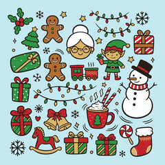 set of christmas elements