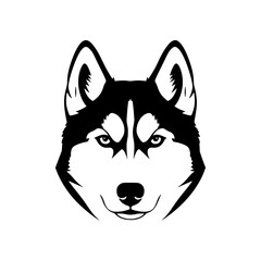 Striking black and white husky dog head graphic for advertising