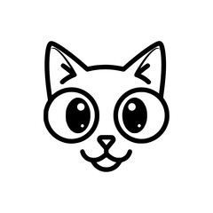 Stylized white cat with striking yellow eyes minimalist vector illustration