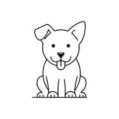 Charming white dog with a pink tongue simple illustration