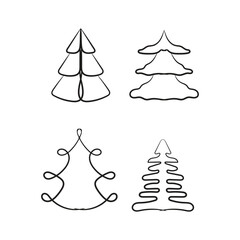 Christmas-tree outline, Evergreen Christmas tree icon vector. Festive Holiday Line Art Illustration.
