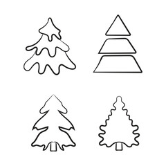 Obraz premium Christmas-tree outline, Evergreen Christmas tree icon vector. Festive Holiday Line Art Illustration.