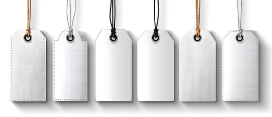 Price tag labels set. Vector sale paper gift blank pricetag with string isolated on white background