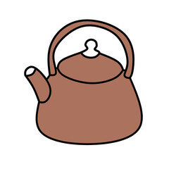 Obraz premium Old traditional metal teapot or teakettle isolated on a white background, perfect for hot tea or coffee beverage preparation in the kitchen