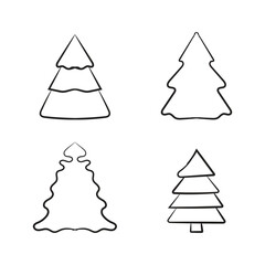 Christmas-tree outline, Evergreen Christmas tree icon vector. Festive Holiday Line Art Illustration.