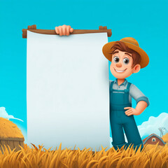 Cartoon Farm Banner with Blank Space for Text