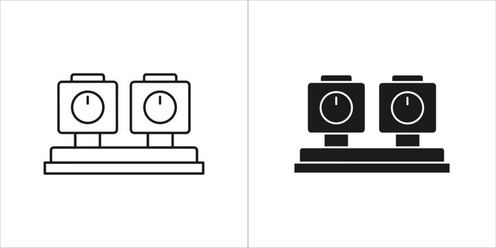 Black chess clock icon, time management game timer symbol