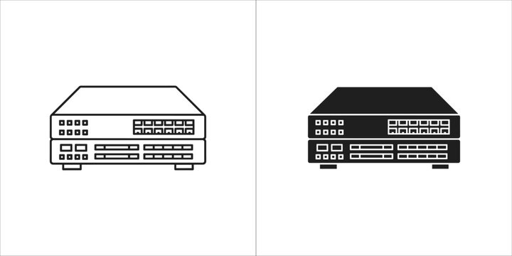 Network switch icon in outline and glyph style for web design