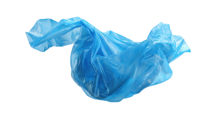 Single-use plastic bag blown by wind background isolated on a Transparent background, PNG file.