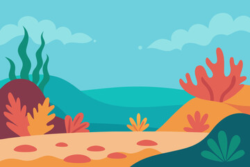 Obraz premium Cartoon coral reef shoreline vector illustration