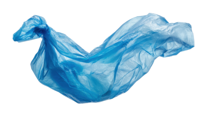 Single-use plastic bag blown by wind background isolated on a Transparent background, PNG file.