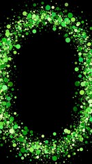 Oval frame of swirling green confetti