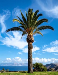 Palm tree against a vibrant sky