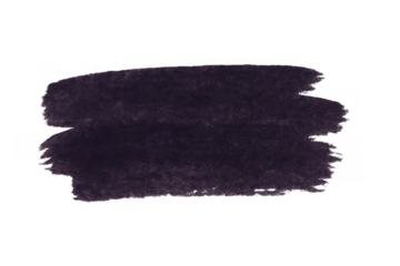 Dark purple hand painted brush stroke creating a textured grunge banner on transparent background