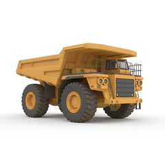 Obraz premium Realistic Yellow Construction Dump Truck Isolated on White