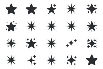 Star Icons Set Vector Starburst Sparkles Vector