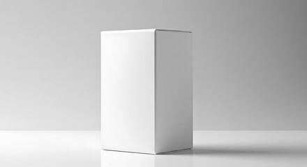 Blank white tall rectangular box packaging mockup on a clean light gray background