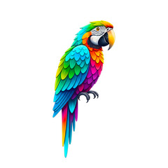 Fototapeta premium Green Parrot Sitting on Branch PNG.