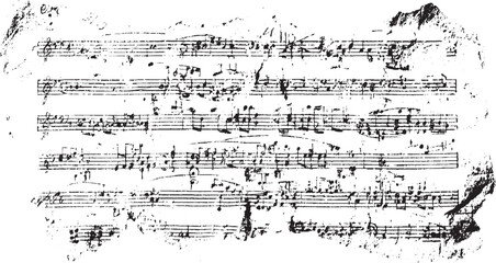 Old musical score with torn edges notes sheet © appl