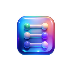 3D Rendered Filter Sliders Icon Colorful Toggle Switches on Square Platform Adjustment Settings Control Equalizer Preferences Interface Element Isolated