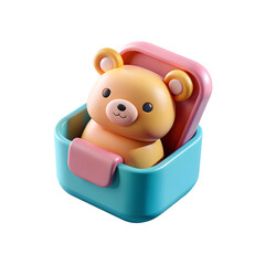 Cute Cartoon Teddy Bear in Open Bento Lunch Box Kids Meal or Snack Time Concept Transparent Background