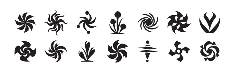 Business company icon symbol abstract geomatic shape logo decorative flower botanical outline spiral energy whirl texture vintage set circle leaf fire water bird wing modern swirl pattern, vector illu