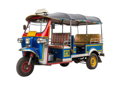 Taxi tuk tuk isolated on a transparent background.