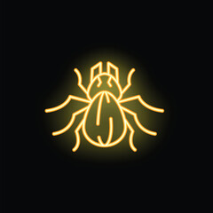 Neon spider glowing on black background, ideal for halloween projects