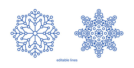 Winter snowflake vector design collection isolated on white background. Winter holidays concept blue color snowflakes icon set to use for merry christmas cards, winter decoration, holiday greetings. 