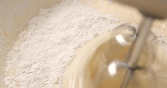Pastry preparation close up slow motion