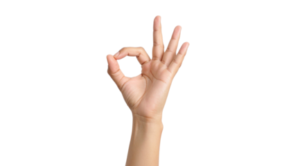 A human hand making the OK gesture, indicating approval and positivity