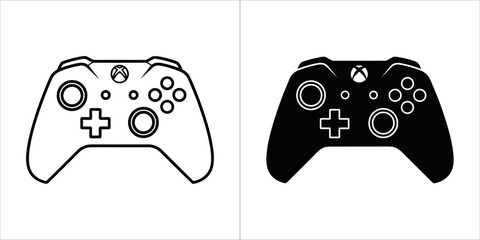 Black and white xbox controller icon for video game console © SadirStock