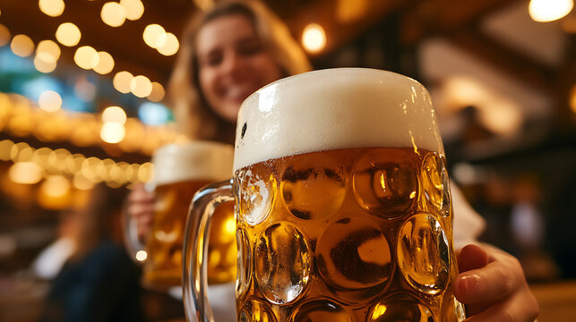Raise a toast to good times with ice-cold beer. The woman in the background looks so happy to hold the beers, a reminder of fun and relaxation. Cheers to new adventures!
