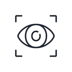 Eye scan editable stroke outline icon isolated on white background flat vector illustration. Pixel perfect. 64 x 64.