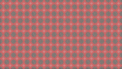 Seamless Ornate Geometric Tiling Pattern with Textured Red and Grey Shapes