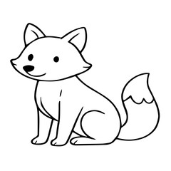 Cute Fox coloring sketch images for Kids. Printable black and white line art coloring sheets for kids' coloring books. Cute animal educational icons and clipart.