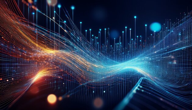 A Digital And Abstract Representation Of Data Flowing Through A Network