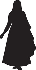 Woman silhouette in flowing gown standing vector