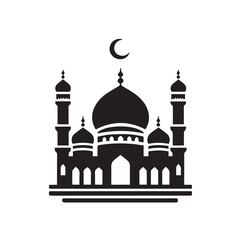 black and white mosque logo vector