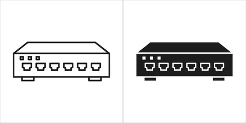 Illustration of a network switch with eight ports