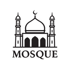 black and white mosque logo vector