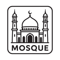 black and white mosque logo vector