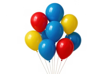 Colorful balloons bunch floating, celebrating events like birthdays, parties, and festive occasions, transparent background
