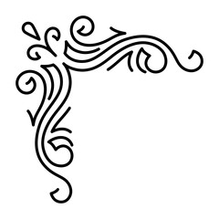 Line curl corner. Modern decorative linear element.